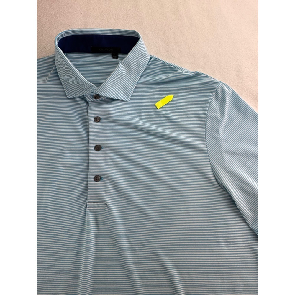 GREYSON Mens Golf Polo Shirt Blue White Stripe Short Sleeve Size XL Stretch Wick - Picture 12 of 16